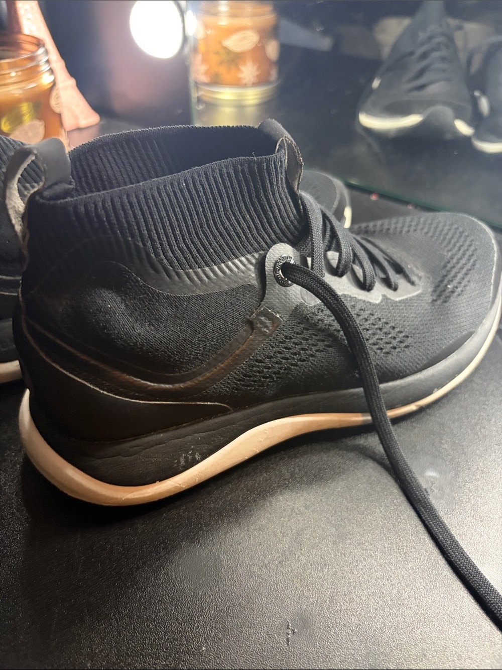 lululemon athletica Black Knit High-Top Sneakers with White Midsole